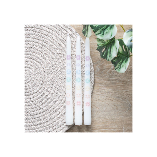 Set of 3 Chakra Balancing Taper Dinner Candles